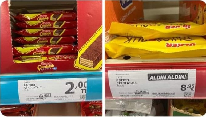 Tanesi 2 TLden satılan çikolatanın 4lü paketi 9 TLye satılıyor! Ekonomik anlamda bittik belki ama matematikte de mi bittik?