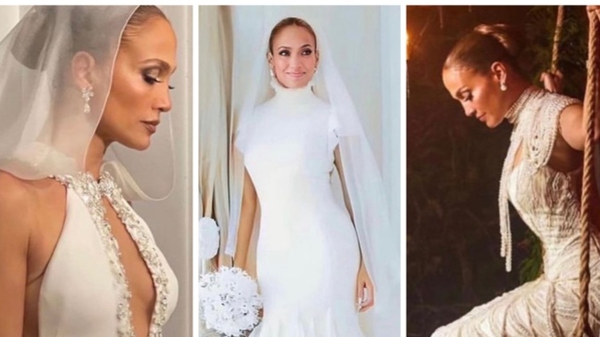 Gökten gelinlik yağdı! Jennifer Lopez’in düğününde giydiği 3 gelinliği nasıl buldunuz?