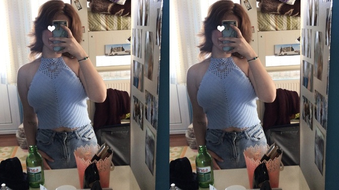 Canım anam bana crop örmüş. Olmuş mu giyilir mi?