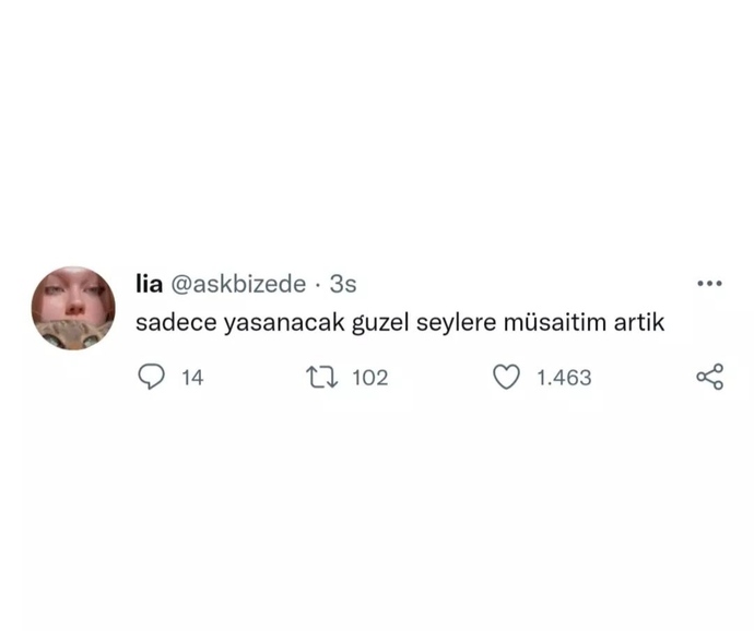 Sadece yaşanacak güzel şeylere müsaitim artıksiz nelere müsaitsiniz?