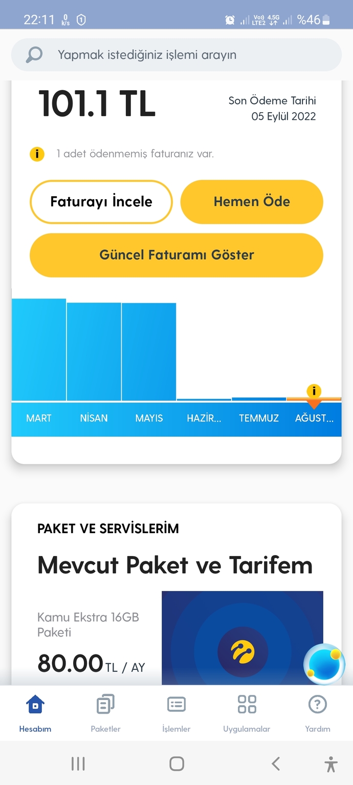 Telefon faturanız ne kadar geliyor?