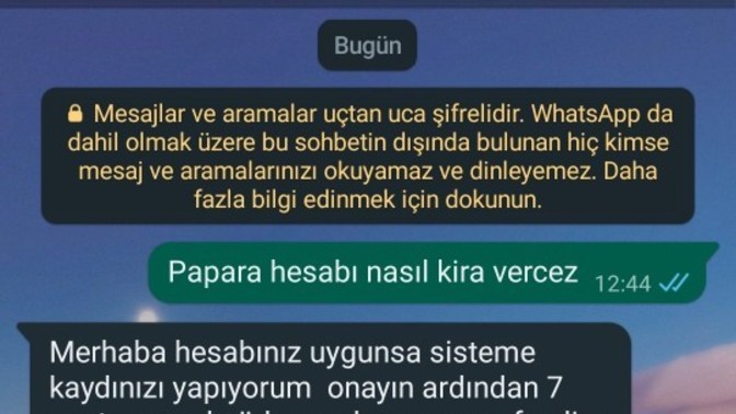 Papara hesabınızı kiraya verir misiniz?