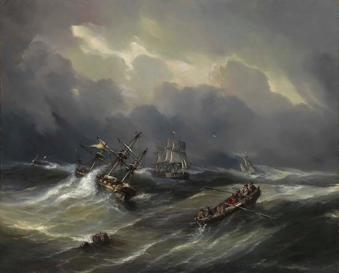 Navire En Détresse (1850) Théodore Gudin (French, 1802-1880)
