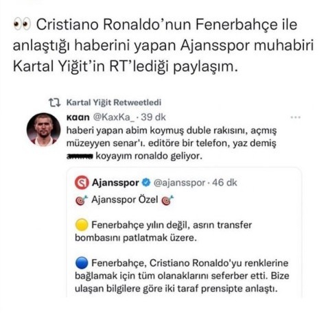 Ronaldo'nun Fenerbahçe'yle anlaştığı iddiası sosyal medyayı salladı! Sizce yıldız futbolcunun bir sonraki durağı Türkiye olur mu?