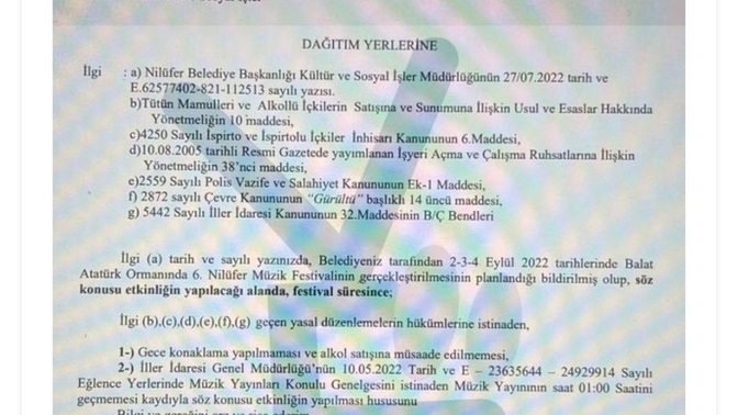 Nilüfer Müzik Festivali'nde içki ve konaklama yasağı getirildi! Kararı doğru buluyor musun?