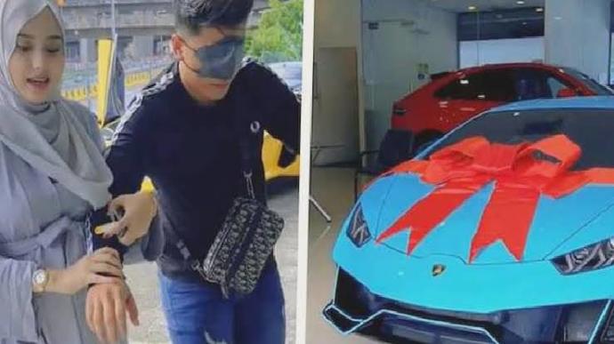 Hamile kadın, kocasına Lamborghini hediye etti!