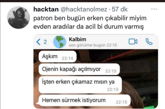 Sevgilinizi eşinizi çok ozleseniz çeşitli bahanelerle onu işten eve cagırırmısınız?