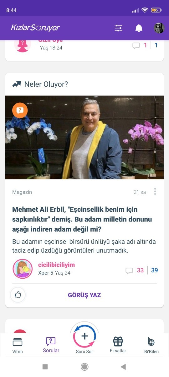 Mehmet Ali Erbil, ''Eşcinsellik benim için sapkınlıktır'' demiş. Bu adam milletin donunu aşağı indiren adam değil mi?