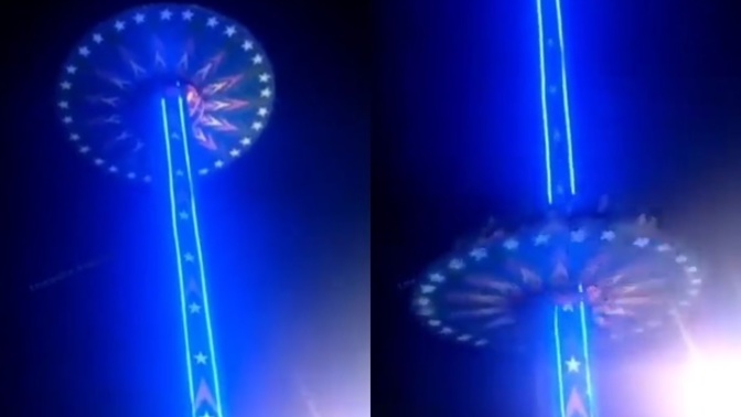 Hindistan'da lunapark oyuncağı düşmüş 😳 Siz binebilir misiniz böyle şeylere?