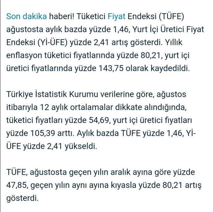 Türk ekonomisi %7,6lık büyümüş ama enflasyon hala %80,21?
