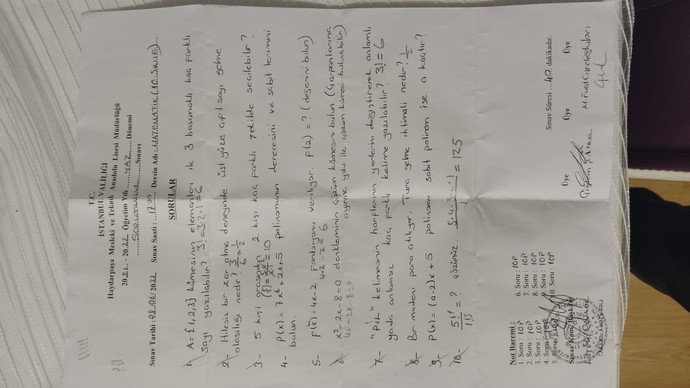 Sınavı geçemiyorum matematik severler yardımcı olabilir mi?