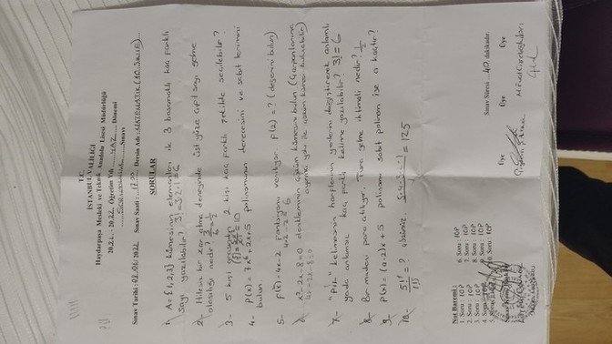 Sınavı geçemiyorum matematik severler yardımcı olabilir mi?