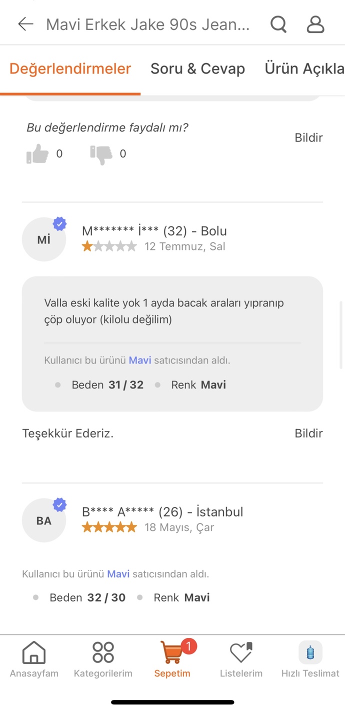 Mavinin kotları kalitesi düşmedi mi sizce?