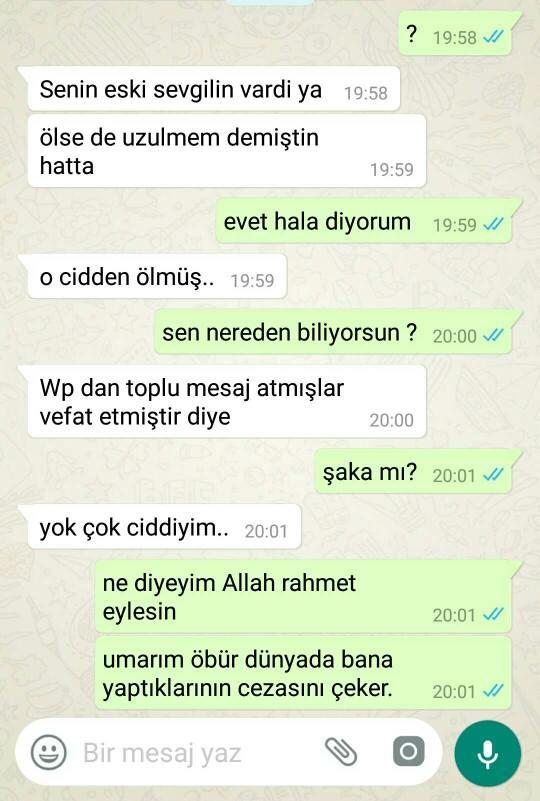 Eski sevgilim ölmüş, ne düşünüyorsunuz?