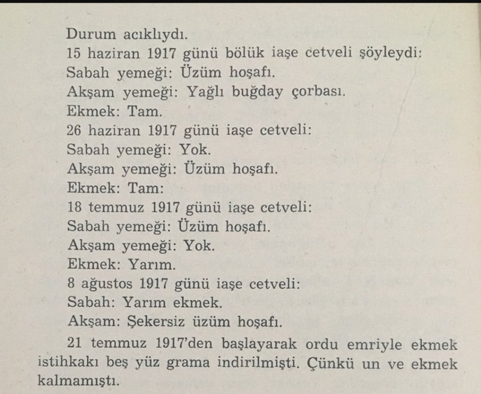 Irak cephesi 1917 askerin yedikleri.