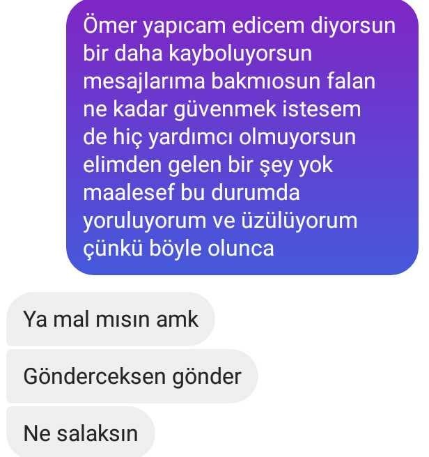 Ona hediye almıştım kargoyla göndericektim ve konuşma bu şekilde yorum yapar mısınız?