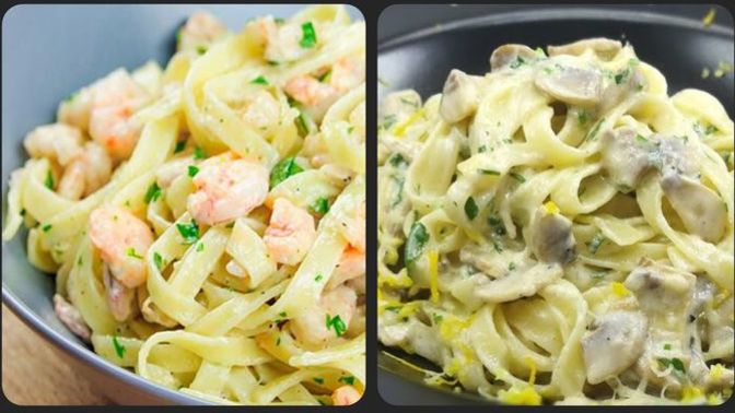 Kremalı fesleğen soslu fettuccine, mantarlı mı yoksa karidesli mi daha lezzetli?
