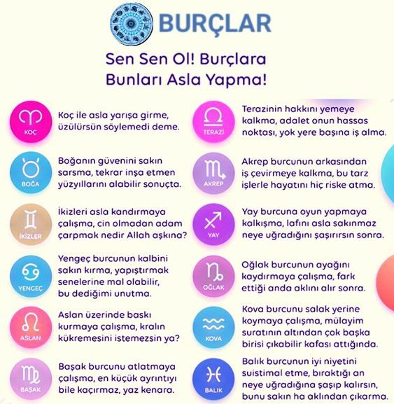 Burcunuza göre neyi asla yapmamalıymışsınız?