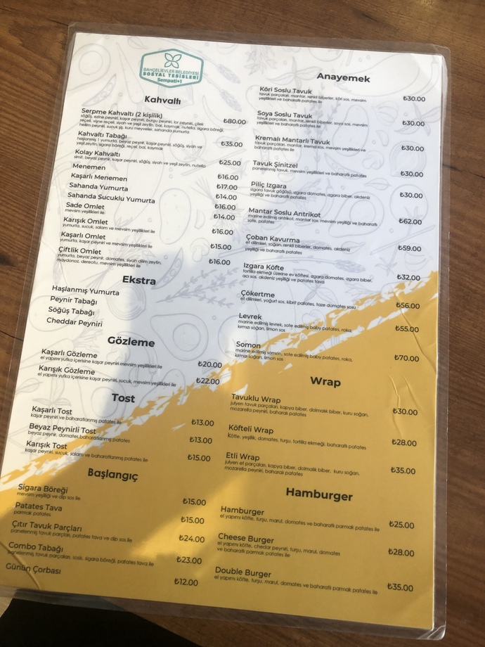 Siz bu menüden ne sipariş verirdiniz?