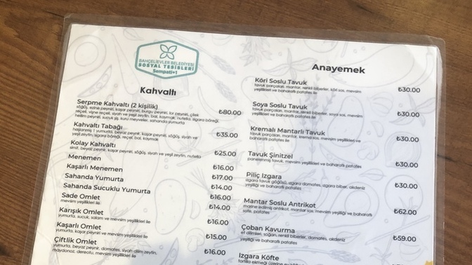 Siz bu menüden ne sipariş verirdiniz?