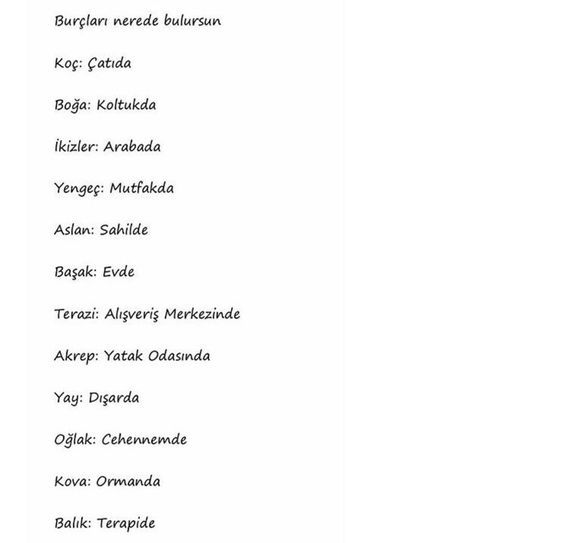 Burçları nerede bulursun?