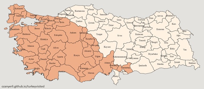 Gezilen yerler haritası