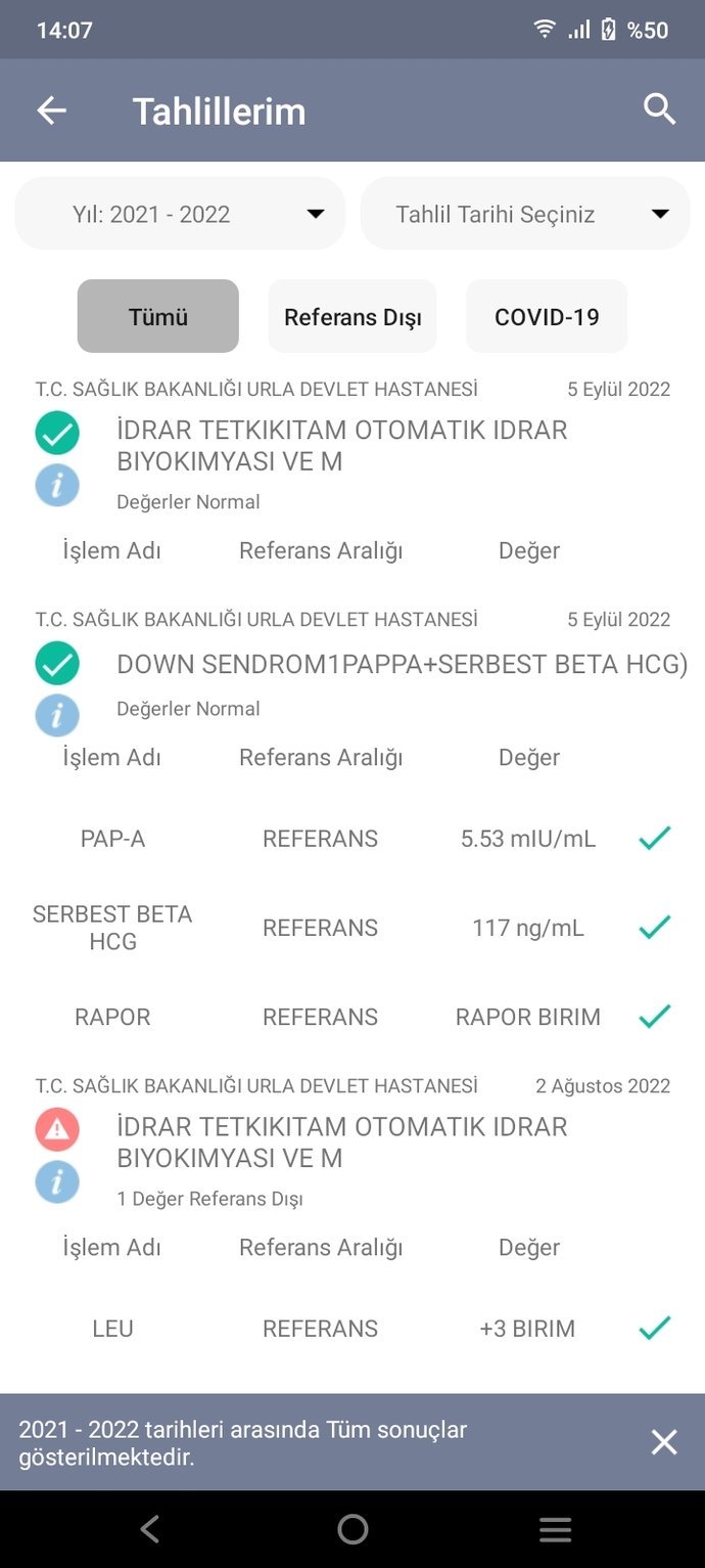 İkili test sonuçlarım çıktı?