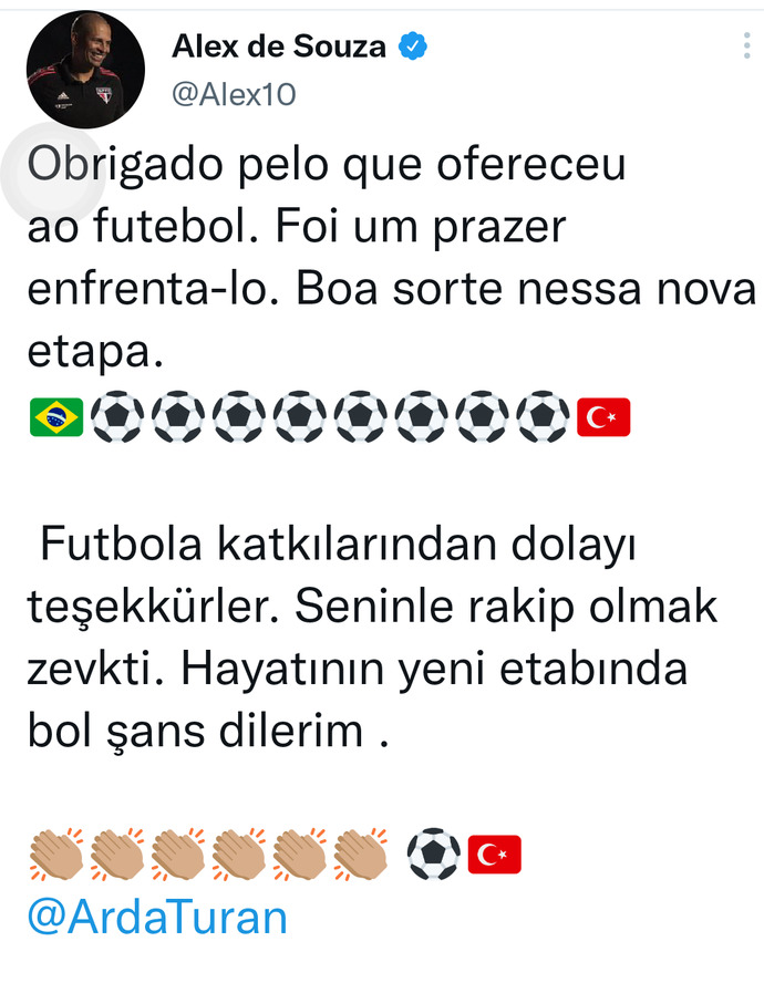 Alex de Souza, futbolu bırakan Arda Turan için duygusal bir veda mesajı yayınladı. Bu harekete 10 üzerinden kaç puan verirsin?
