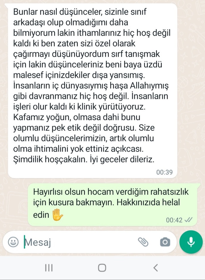 Gönüllü çalışmak için mesaj attım ve görüldü yaptı sizce haksız mıyım?