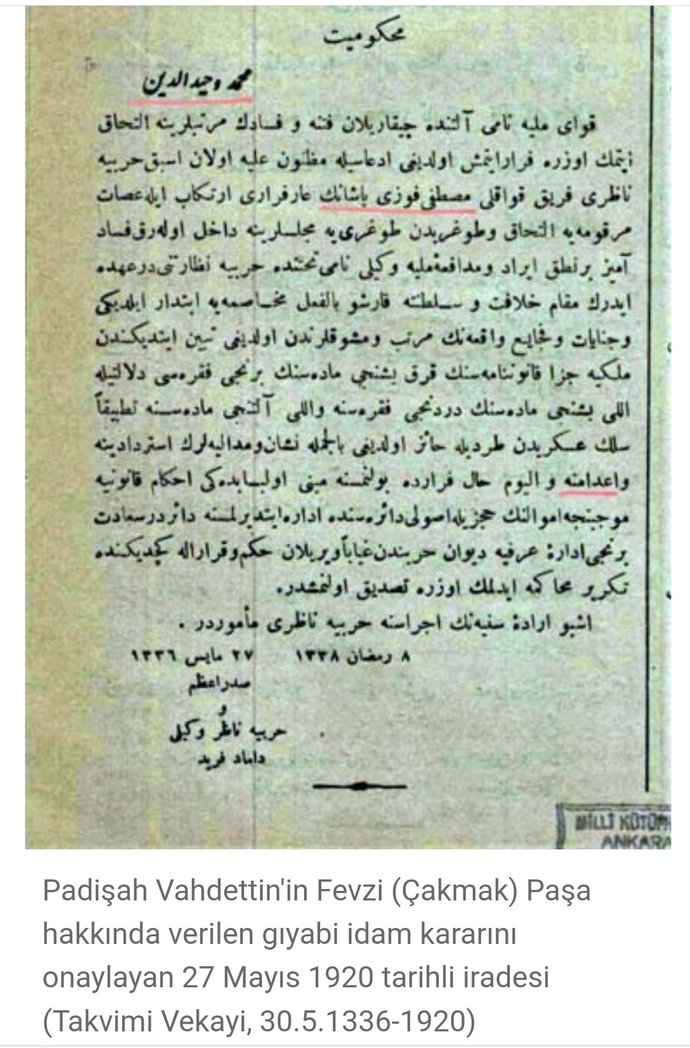 Vahdettin ihaneti osmanlicilar İngiliz uşakları Mustafa Kemal Atatürkün idamını onaylamislar daha önce gördünüz mü?