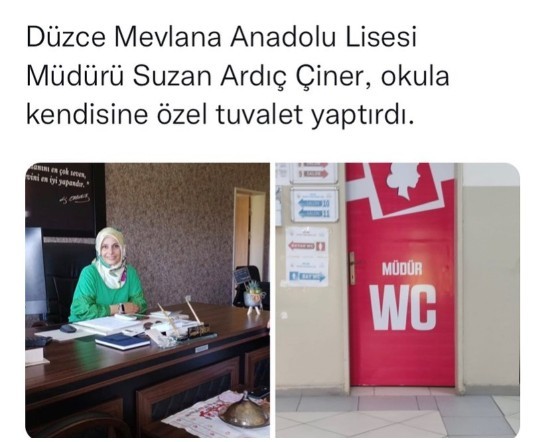 Kendine özel wc yaptıran lise müdürü hakkında ne düşünüyorsunuz?