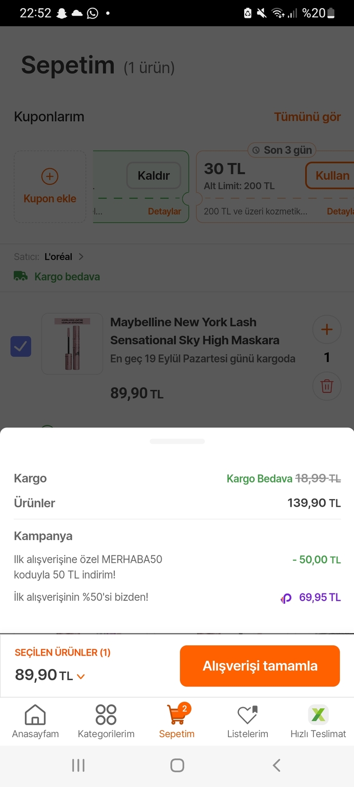 İlk alışverişin yaeisi bizden demiş ama o 70 tl yo geri mi vercek pwk anlamadim yardımcı olabilir mi biri
