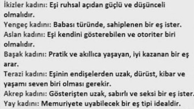 Kadınlar burçlarına göre eşlerinde en gibi özelliklere dikkat eder?