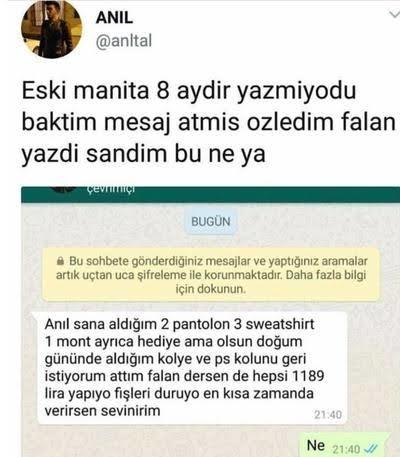 Eski sevgiliniz aldığı hediyeleri geri istese tepkiniz ne olurdu?