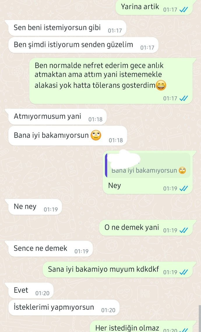 Flörtün gece sürekli anlık istemesi ve tepkisi normal mi?