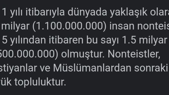 Dinsiz (nonteist) sayısı hızla artıyor?