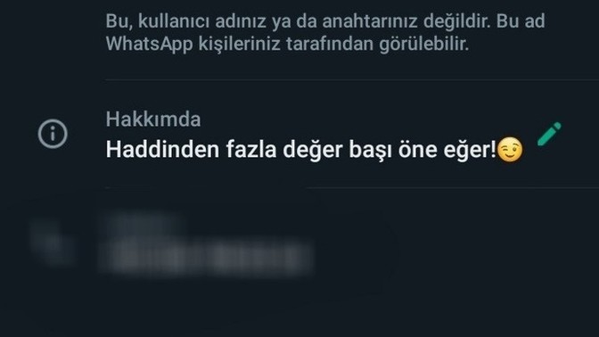 WhatsApp hakkınızda ne yazıyor? Rehberinizdeki kişilerin wp hakkında kısmına yazdığına dikkat eder misiniz?