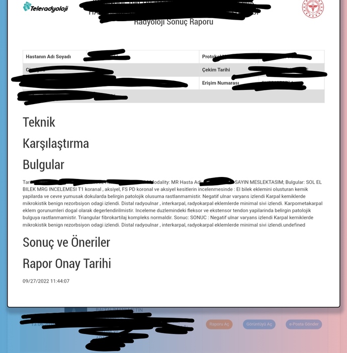El bileğimin MR sonucunu yorumlayabilir misinizz?