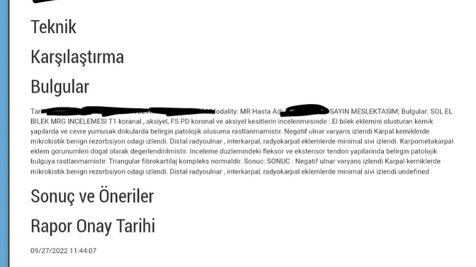 El bileğimin MR sonucunu yorumlayabilir misinizz?