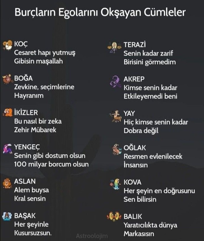 Burçların egolarını okşayan cümleler nelerdir?