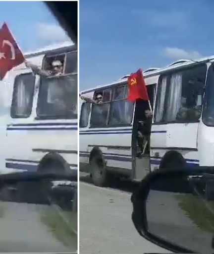 Abıska Türkleri Spvyet ve Türk bayraklarıyla Ukraynada nazi ve NATO tepelemeye gitmesi bizde kşmleri kudurtuyor dersiniz?