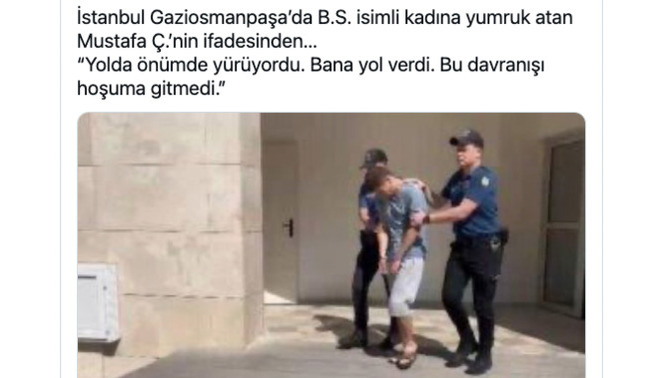 Kendisine yol verdi diye kadını yumruklayan adam, ülkenin psikolojisini temsil etmiyor mu?