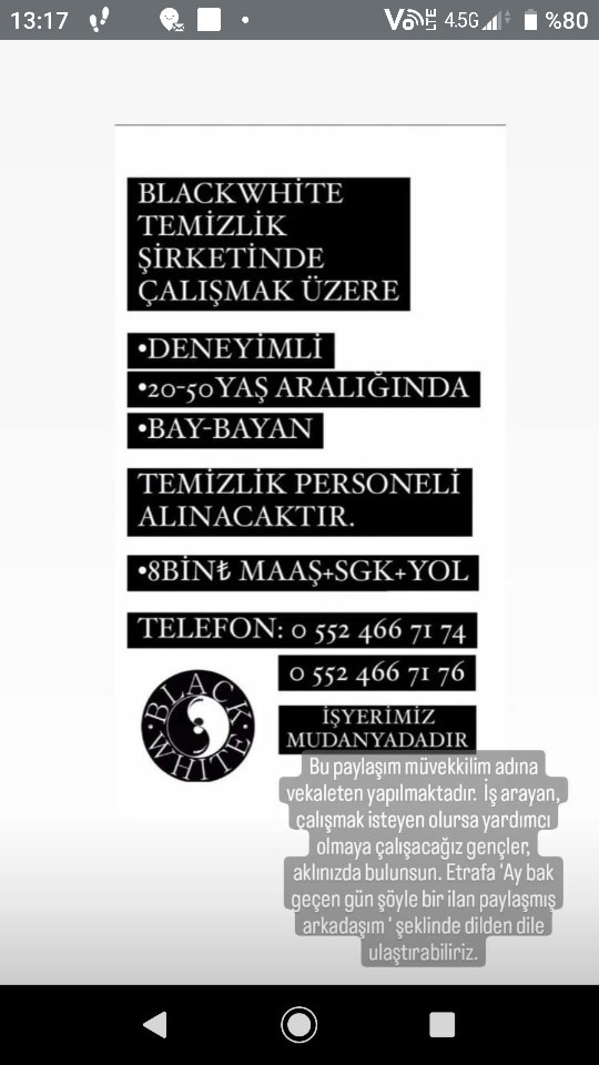 Bursada 8000 tl ye temizlik işçisi aranıyor. Çalışmayı düşünür müsünüz?