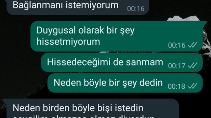 Bana karşı bir şey hissetmediği için mi bağlanmanı istemiyorum dedi sizce?
