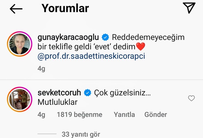 3. Kez evlenen Günay Karacaoğluna eski eşi Şevket Çoruh Çok güzelsiniz. Mutuluklar demiş. Yaptığına helal mi yoksa yok artık mı denilmeli?