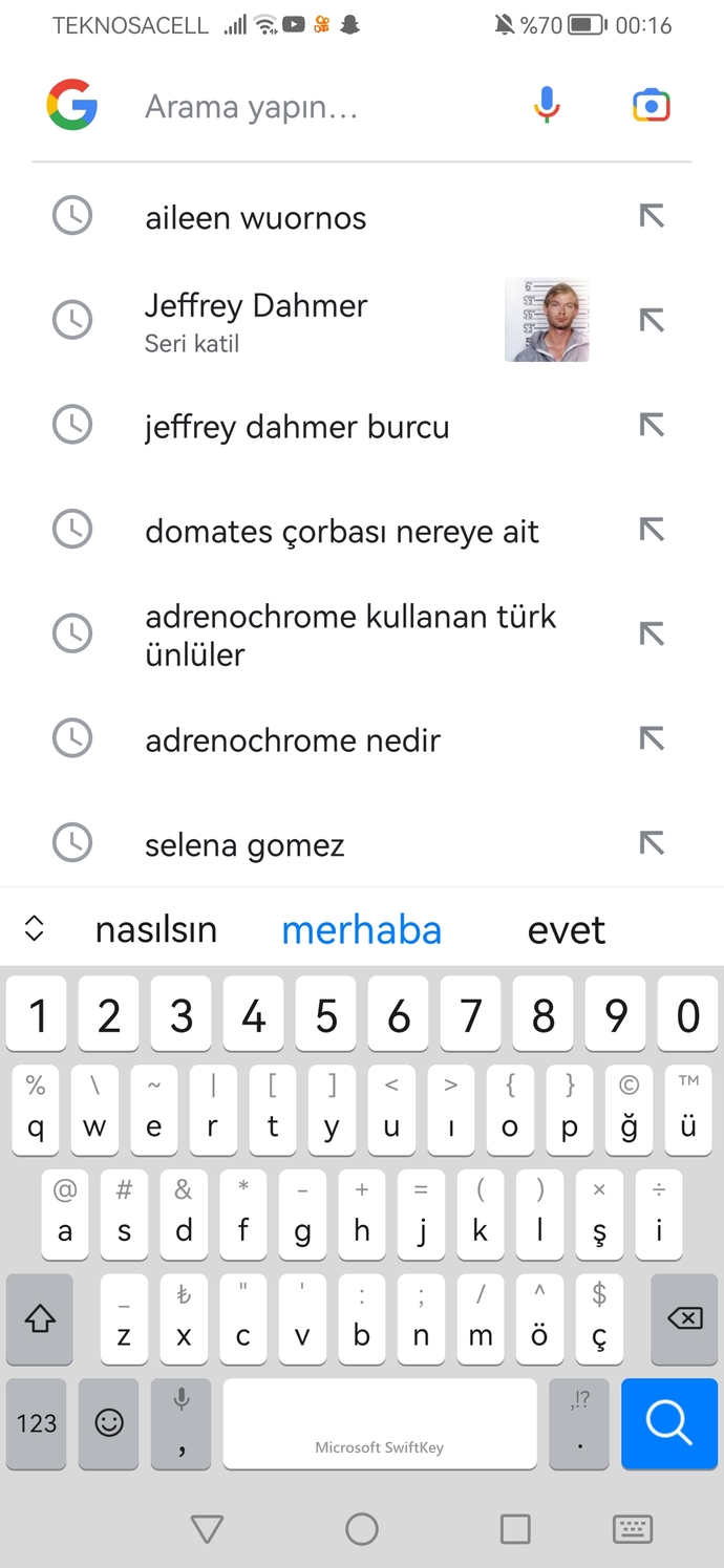 Googleda en son arattıklarınız ne?