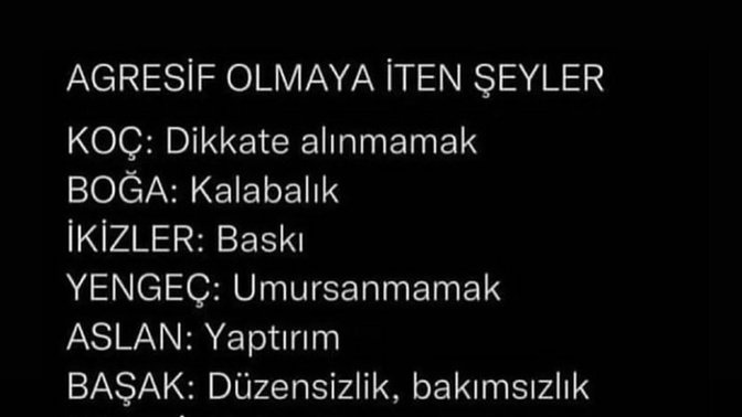 Senin için agresif olmaya iten şeyler nedir😅?