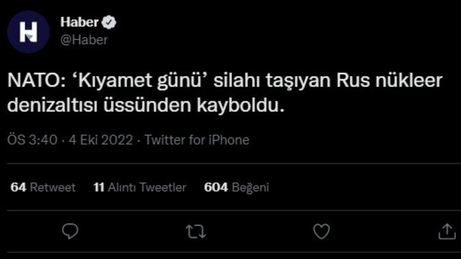 NATO: Kıyamet günü silahı taşıyan Rus nükleer denizaltısı üssünden kayboldu. 3. dünya savaşı yükleniyor mu?