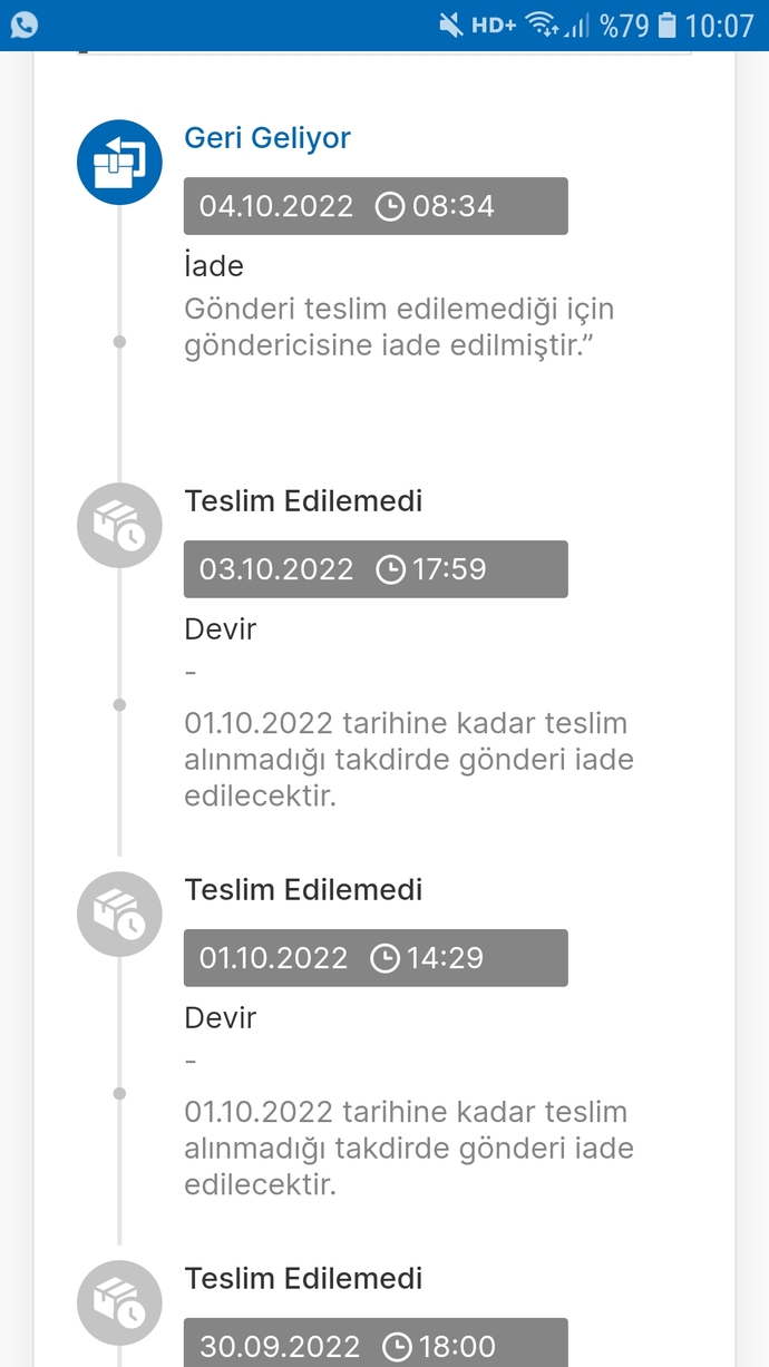 Kargomu alamadığım için iadeye gitmiş fakat geri geliyor yazıyor, ne anlama geliyor?