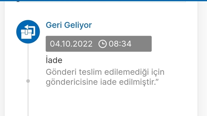 Kargomu alamadığım için iadeye gitmiş fakat geri geliyor yazıyor, ne anlama geliyor?